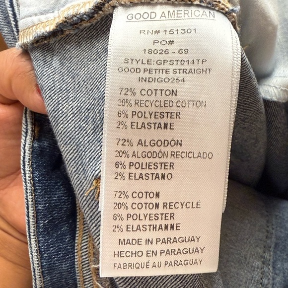 Good American Women’s Jeans Good Petite Straight Indigo 254 light acid wash 15 - Picture 8 of 11